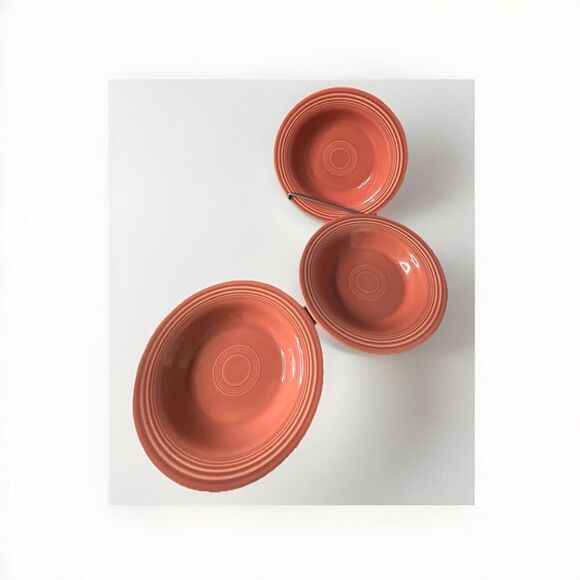 (3) Fiestaware 8 1/4” Rose Soup Bowls Cereal Salad Pink Fiesta Bowls Vintage - Picture 3 of 11